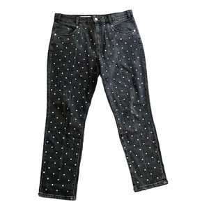 Pilcro And The Letterpress Anthropologie High Rise Slim Rhinestone Jeans Size 32